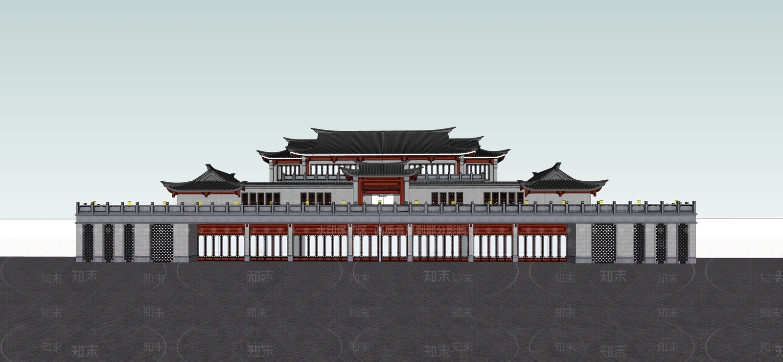中式1800平方四合院SU模型下载【ID:1131515804】