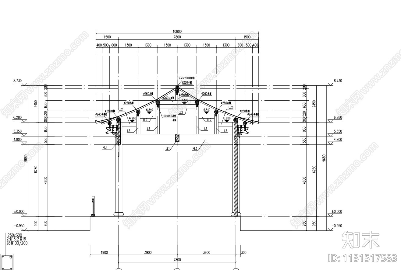 戏台建筑cad施工图下载【ID:1131517583】