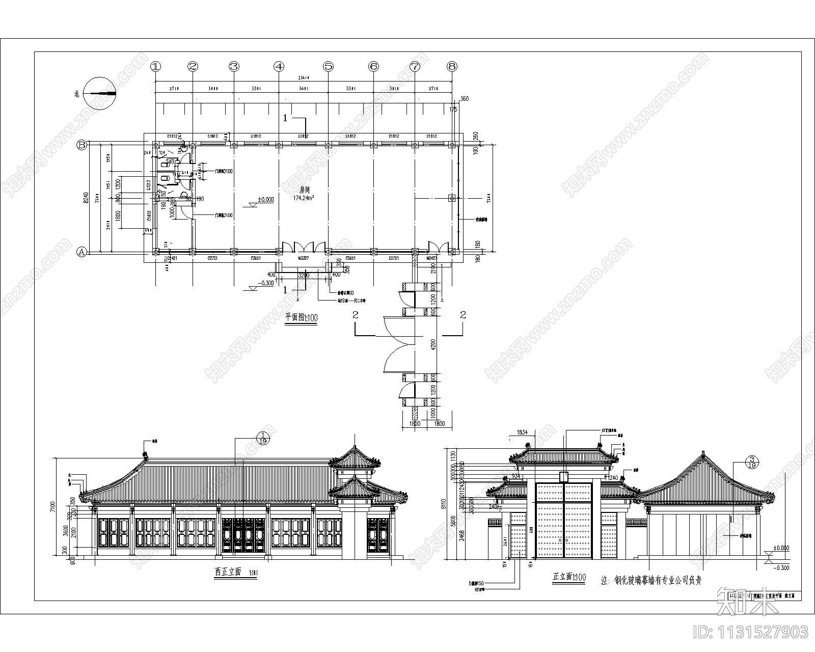中式四合院全套施工图下载【ID:1131527903】