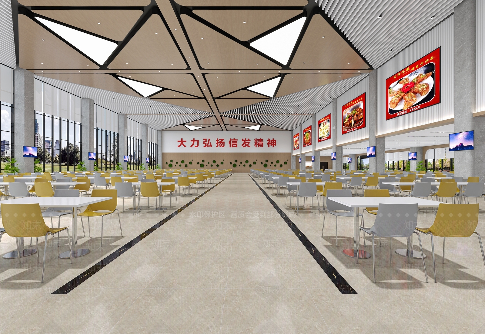 现代员工食堂3D模型下载【ID:1135074096】