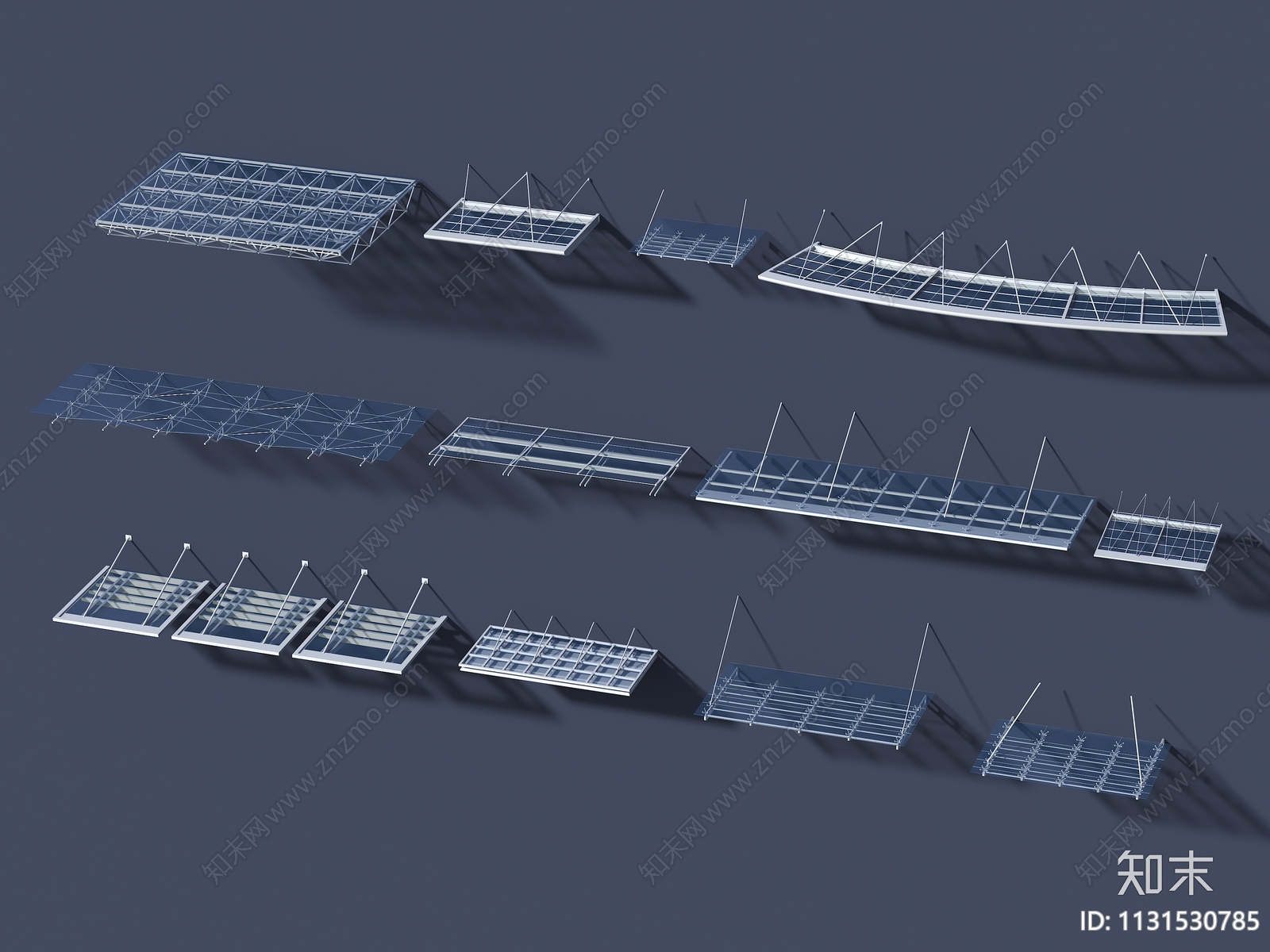 钢结构雨棚3D模型下载【ID:1131530785】