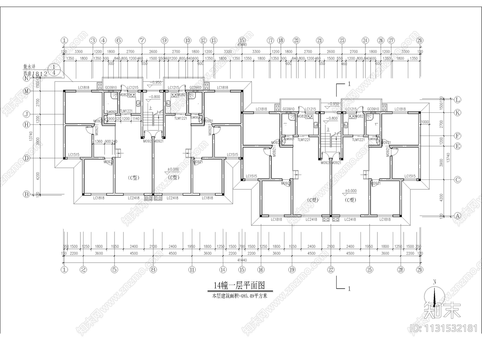 农家院建筑平面图施工图下载【ID:1131532181】