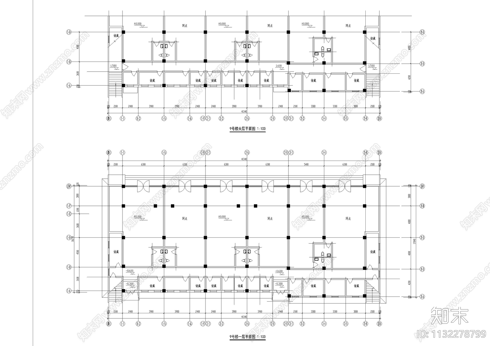 花园住宅建筑cad施工图下载【ID:1132278799】