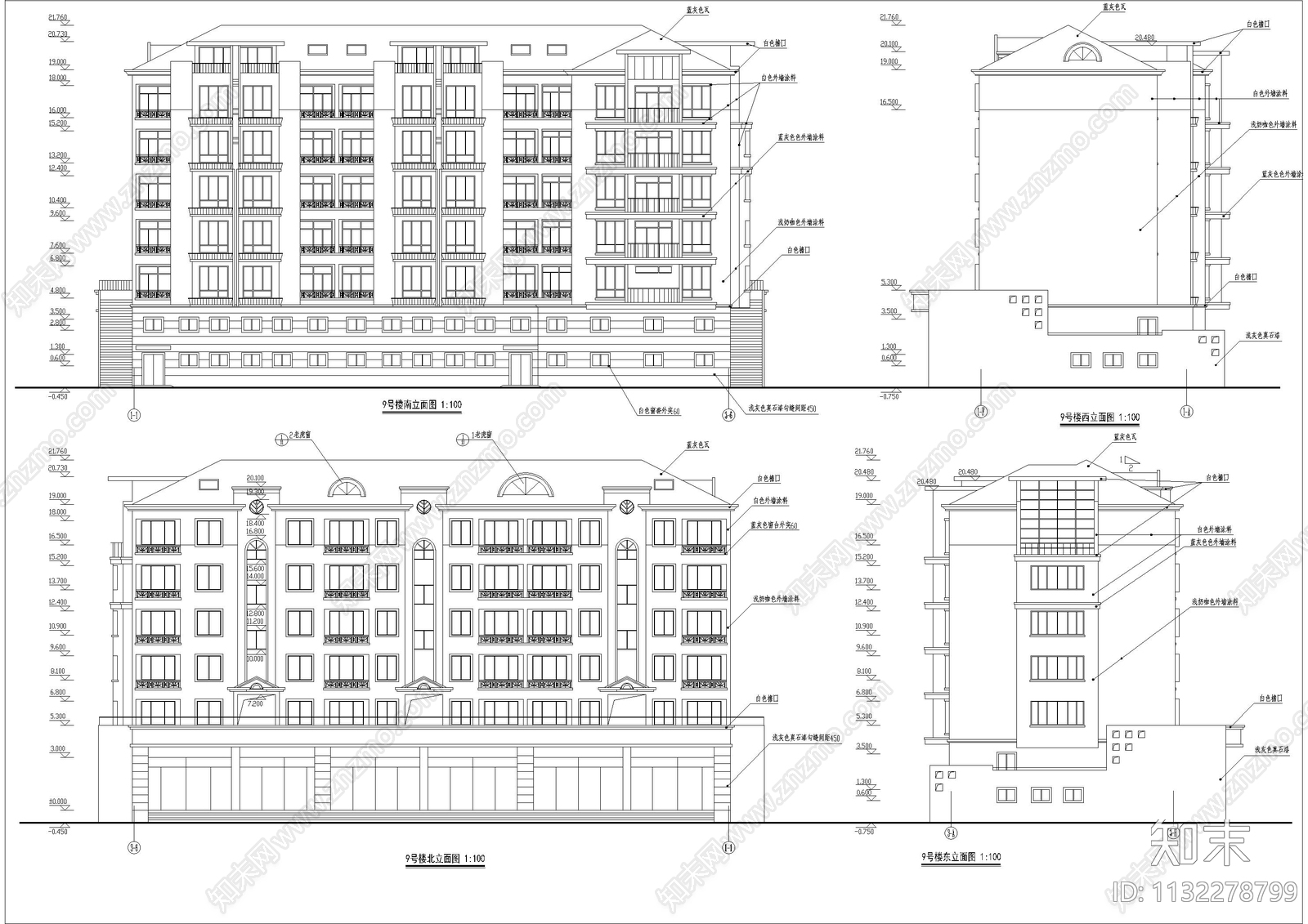 花园住宅建筑cad施工图下载【ID:1132278799】