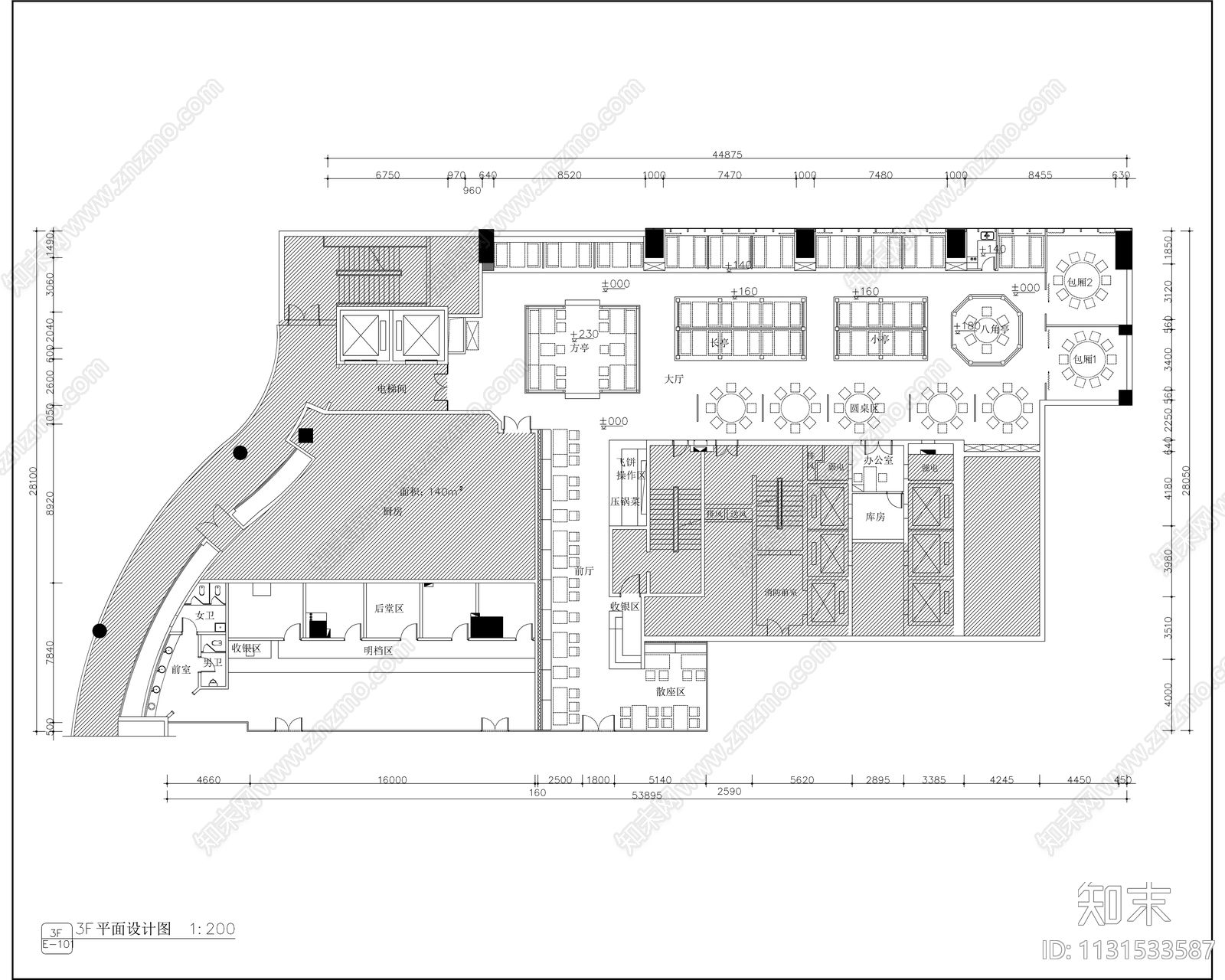 沙味传奇中餐厅效果图cad施工图下载【ID:1131533587】