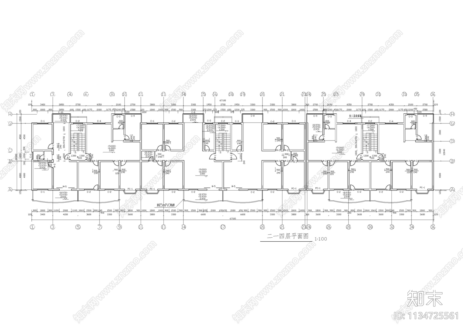 小区住宅楼建筑cad施工图下载【ID:1134725561】