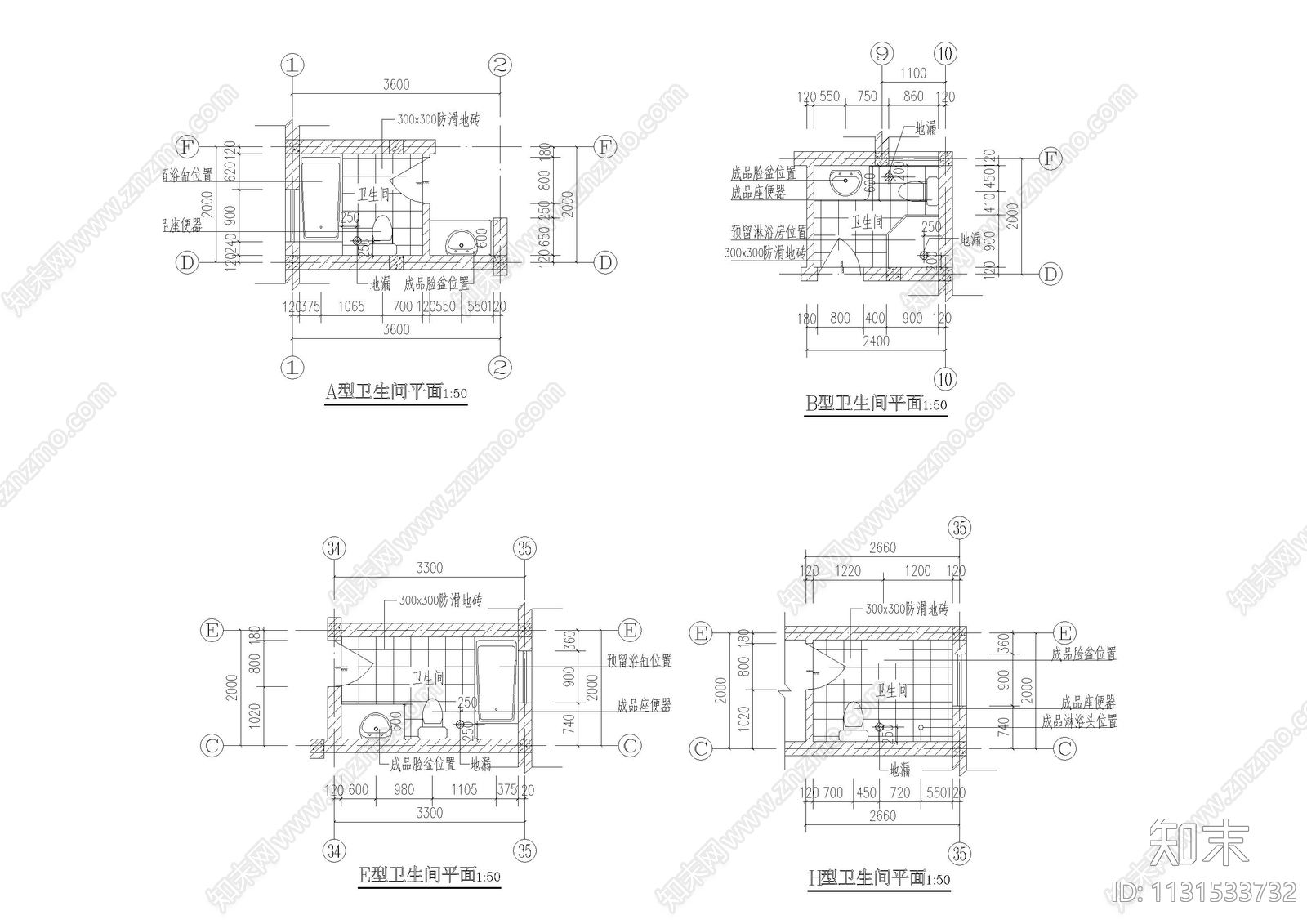 建筑阳台卫生间大样图施工图下载【ID:1131533732】