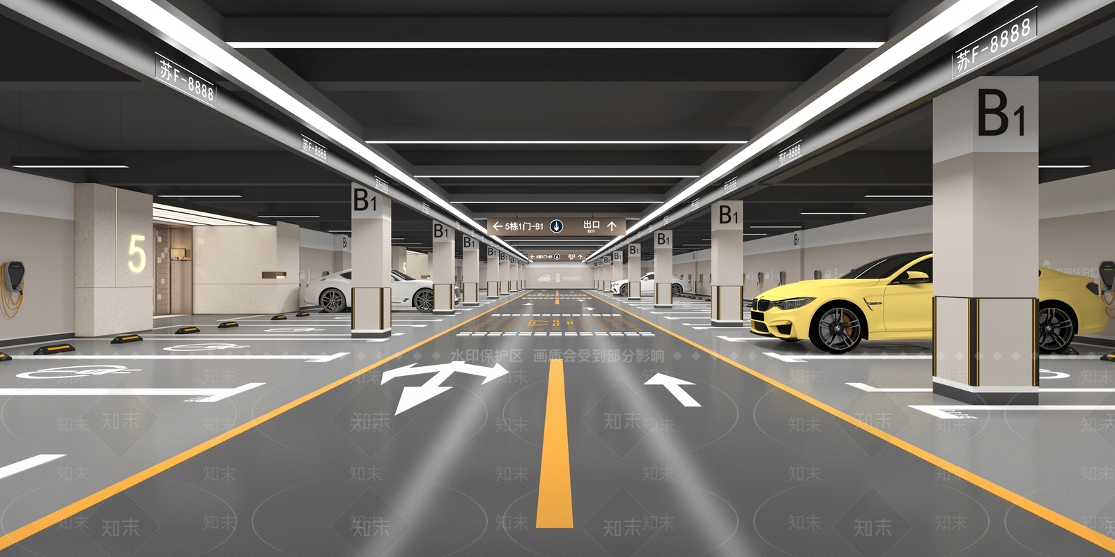现代地下停车场3D模型下载【ID:1131534120】