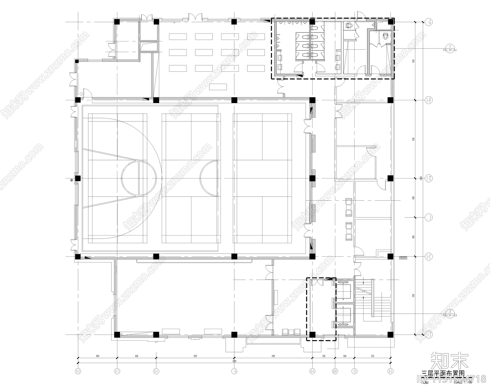 三层健身房cad施工图下载【ID:1131534718】