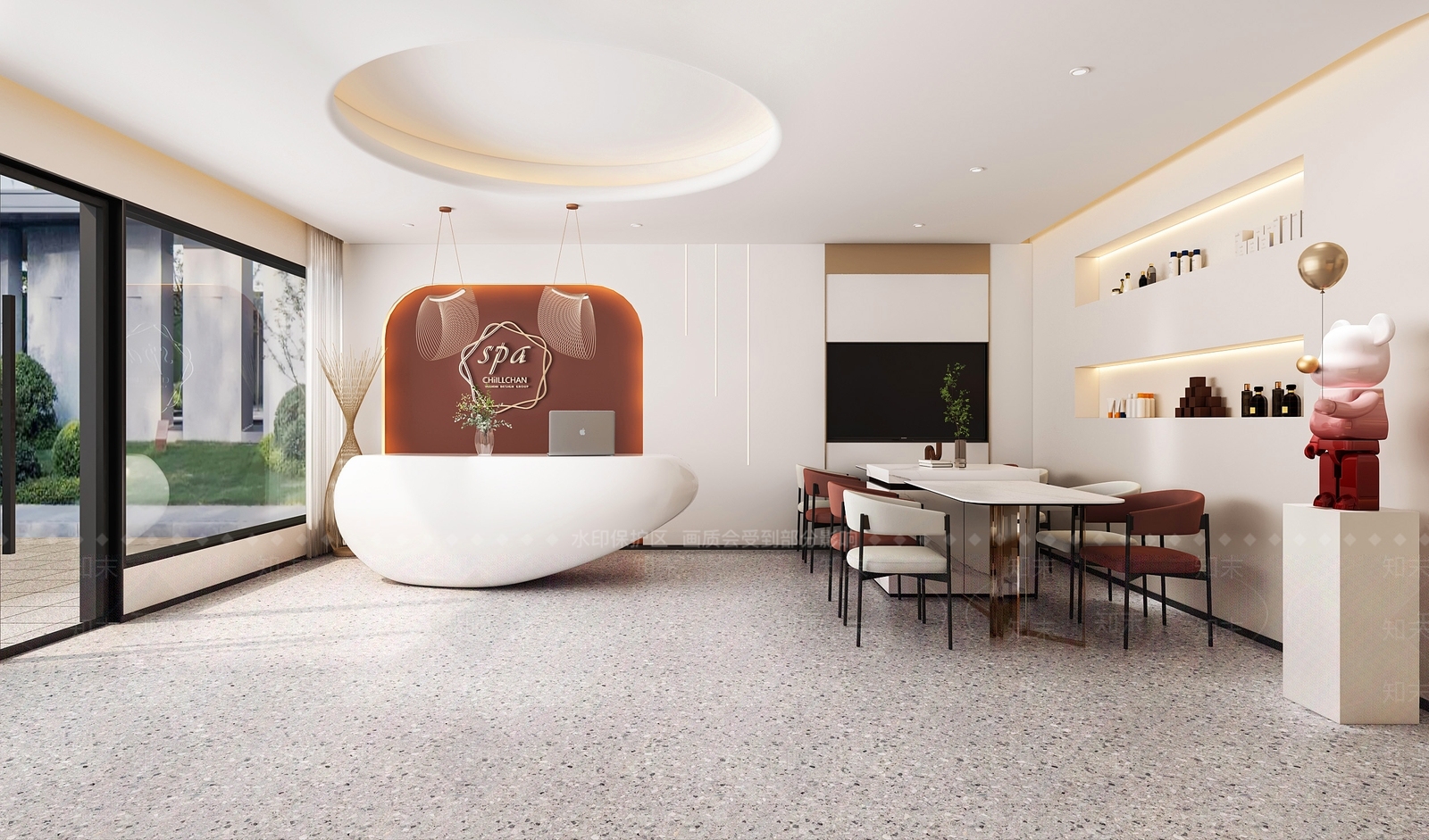 现代奶油风美容SPA店3D模型下载【ID:1131535885】