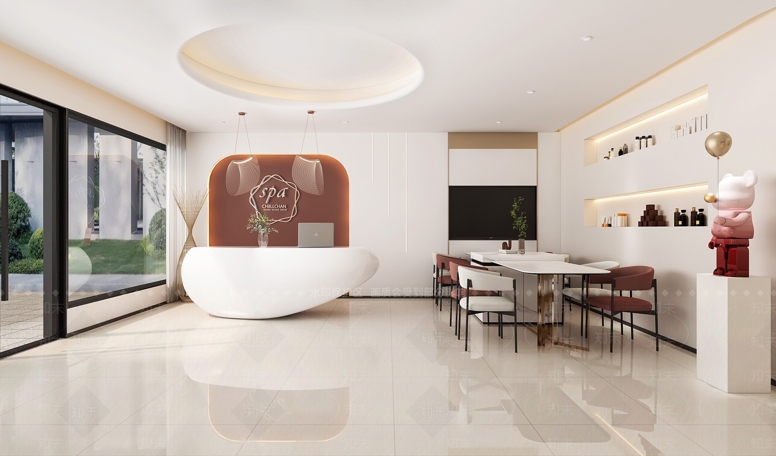 现代奶油风美容SPA店3D模型下载【ID:1131535885】