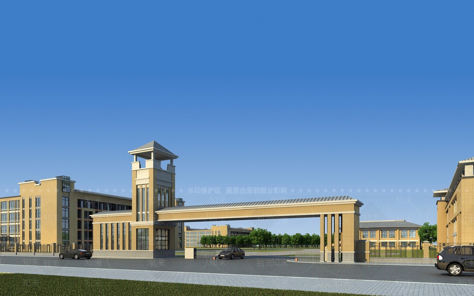 简欧学校大门3D模型下载【ID:1131537923】