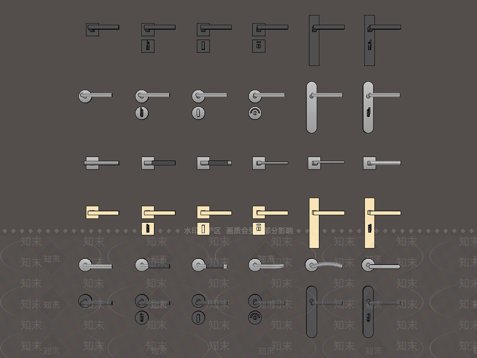 现代简约金属门把手门锁SU模型下载【ID:1131539307】