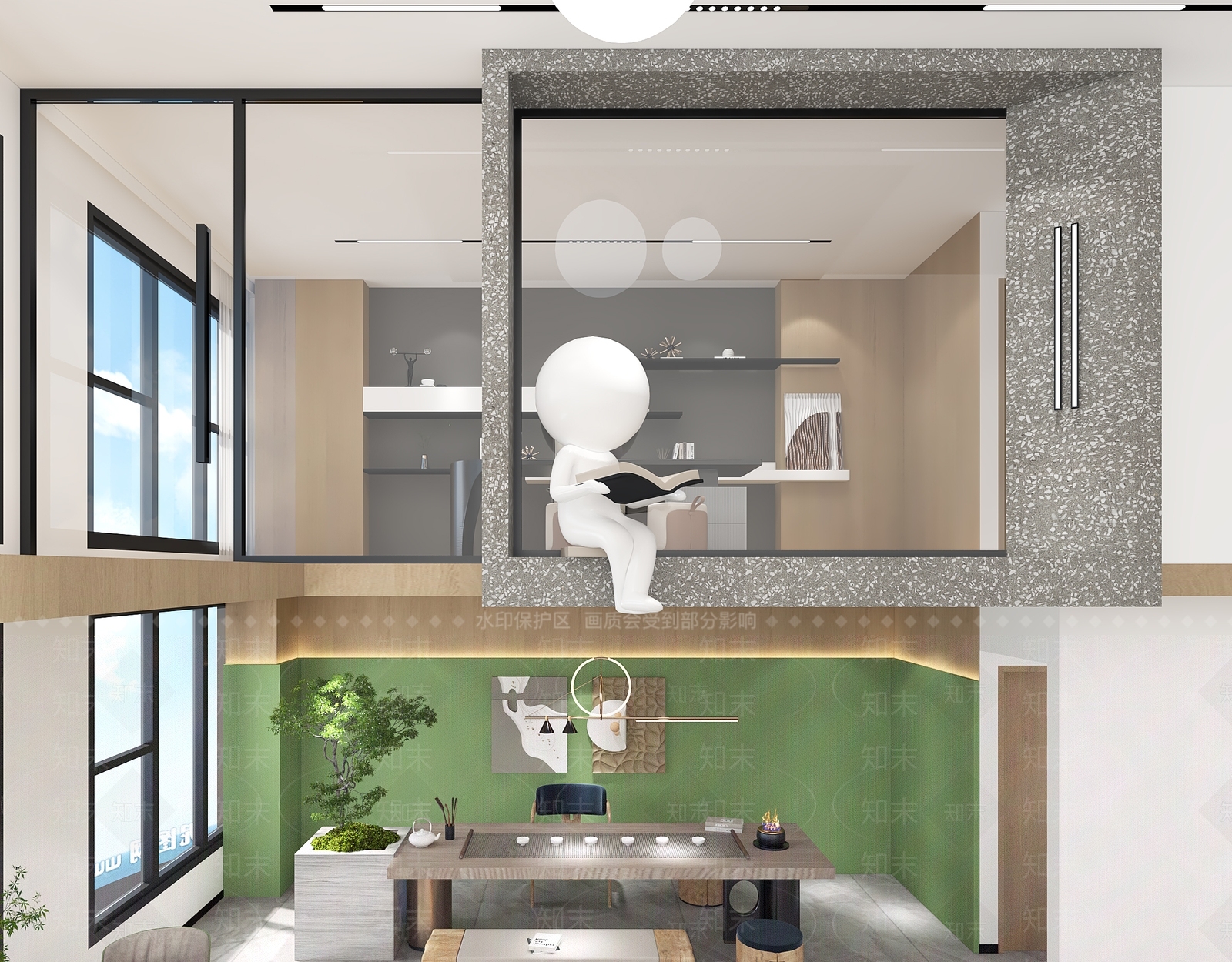 现代楼梯间3D模型下载【ID:1131543727】