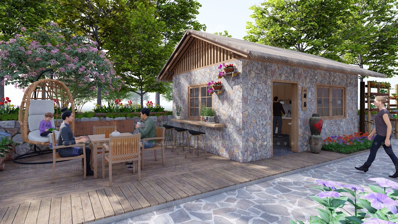 中式乡村民宿SU模型下载【ID:1131546652】