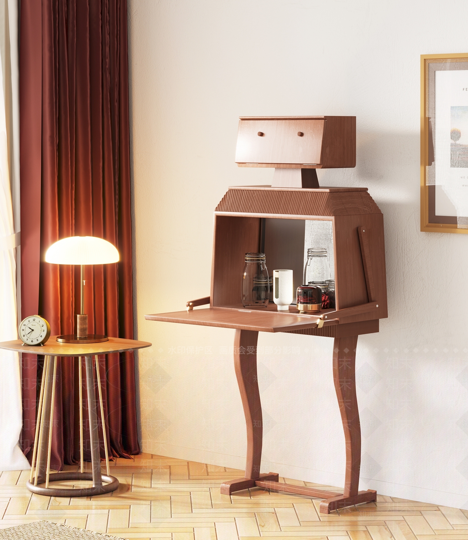 北欧复古装饰柜3D模型下载【ID:1131546729】