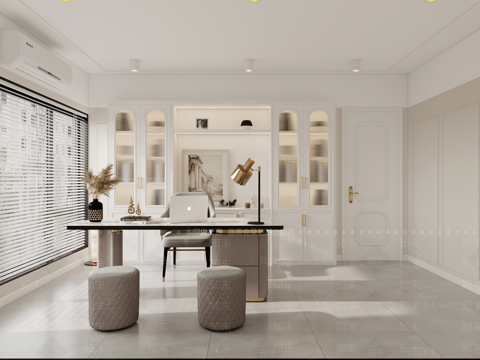 北欧无主灯办公室3D模型下载【ID:1131552802】