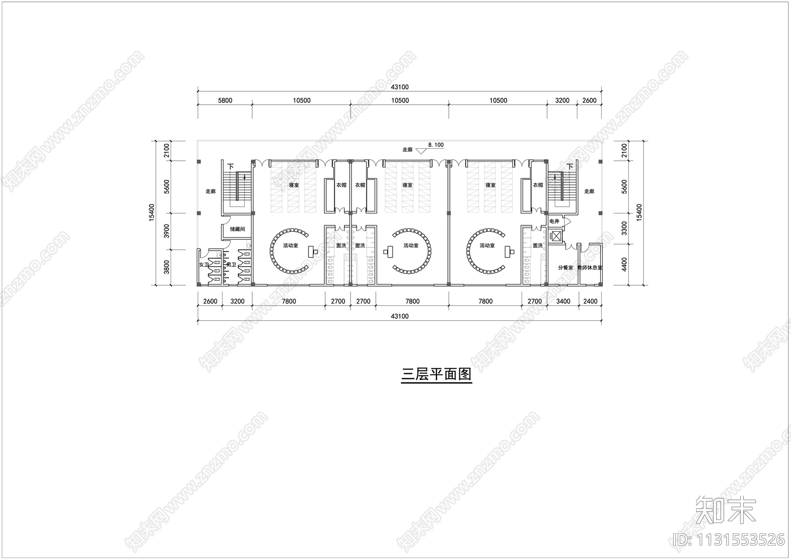 托儿所平面图施工图下载【ID:1131553526】