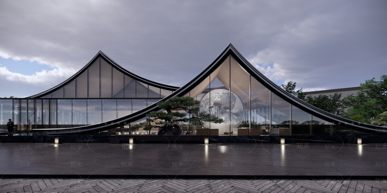 中式售楼处建筑SU模型精品下载_SketchUp模型_知末网