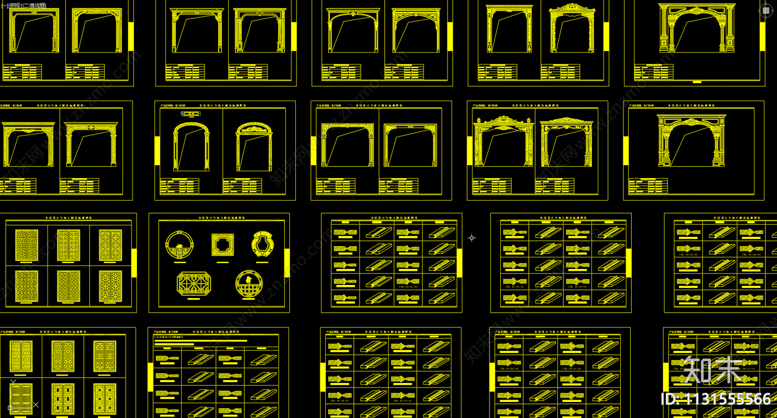 单开门雕花垭口原木门实木门施工图下载【ID:1131555566】