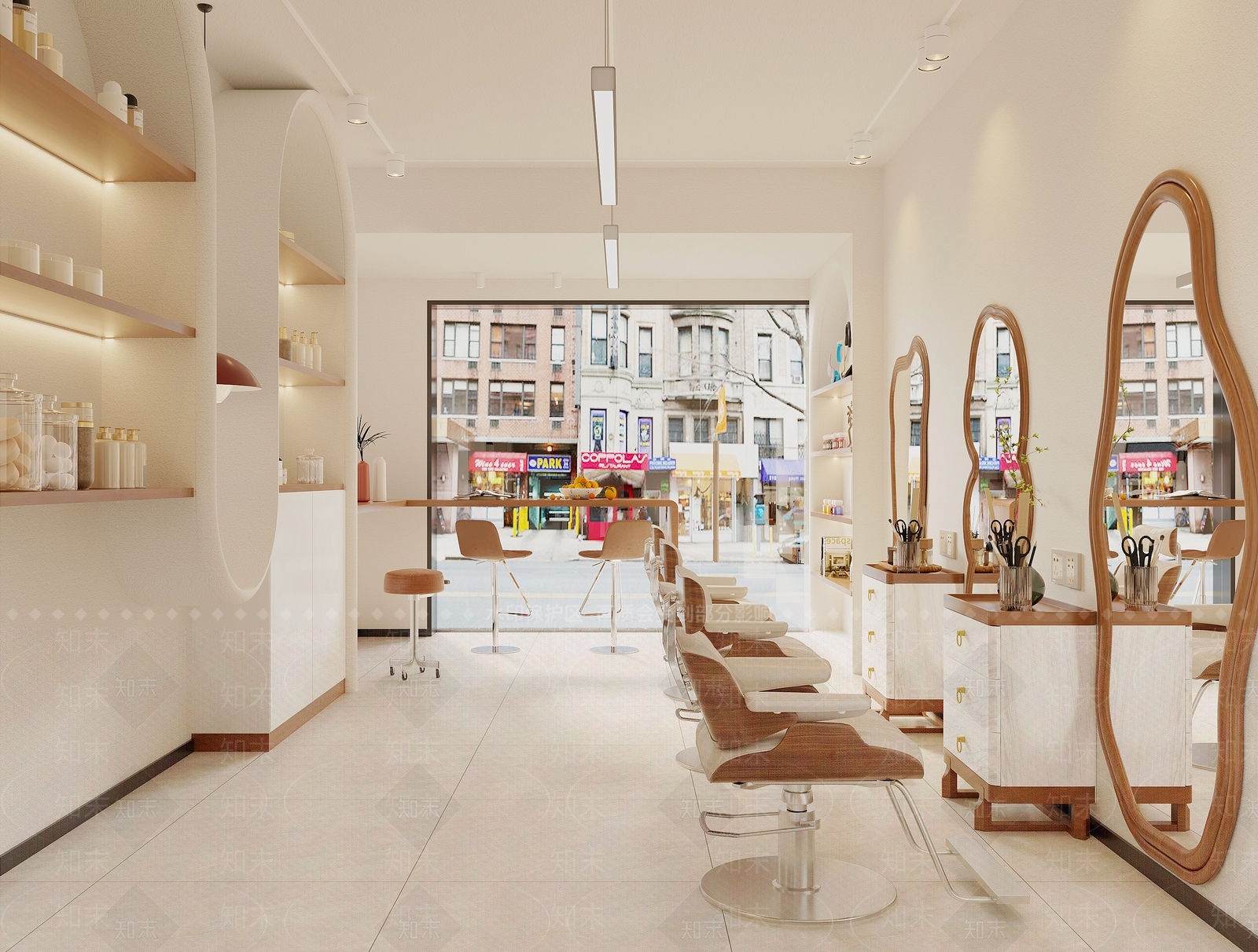 侘寂原木风理发店3D模型下载【ID:1131561181】