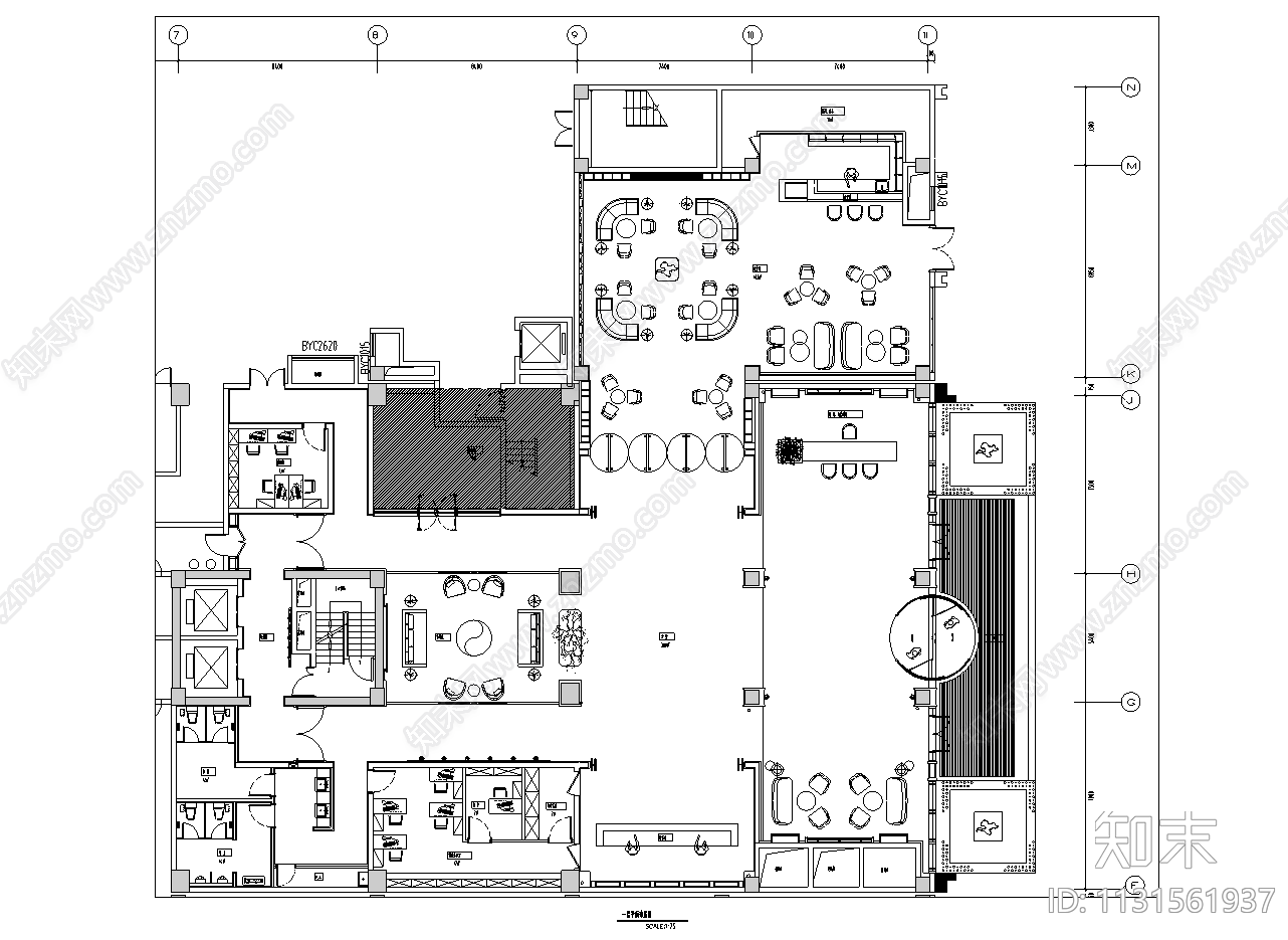酒店空间效果图cad施工图下载【ID:1131561937】