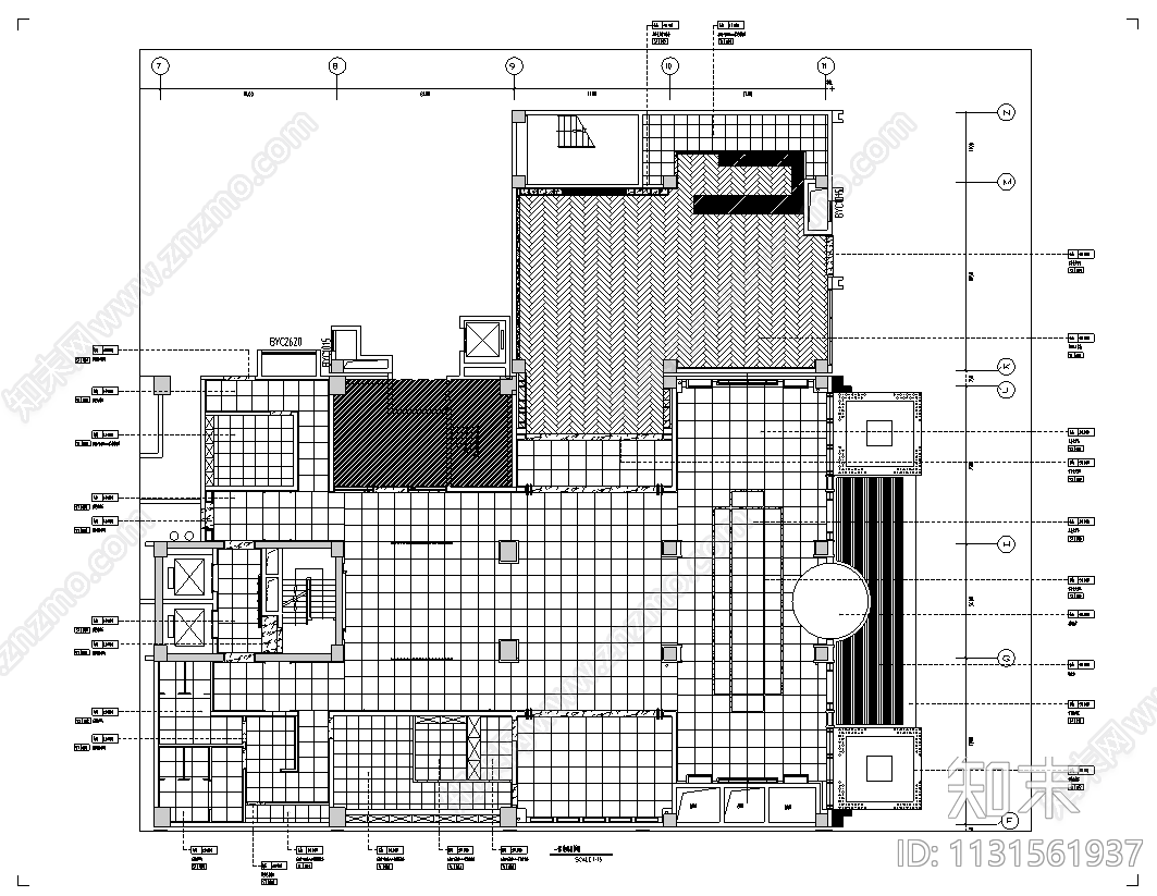 酒店空间效果图cad施工图下载【ID:1131561937】