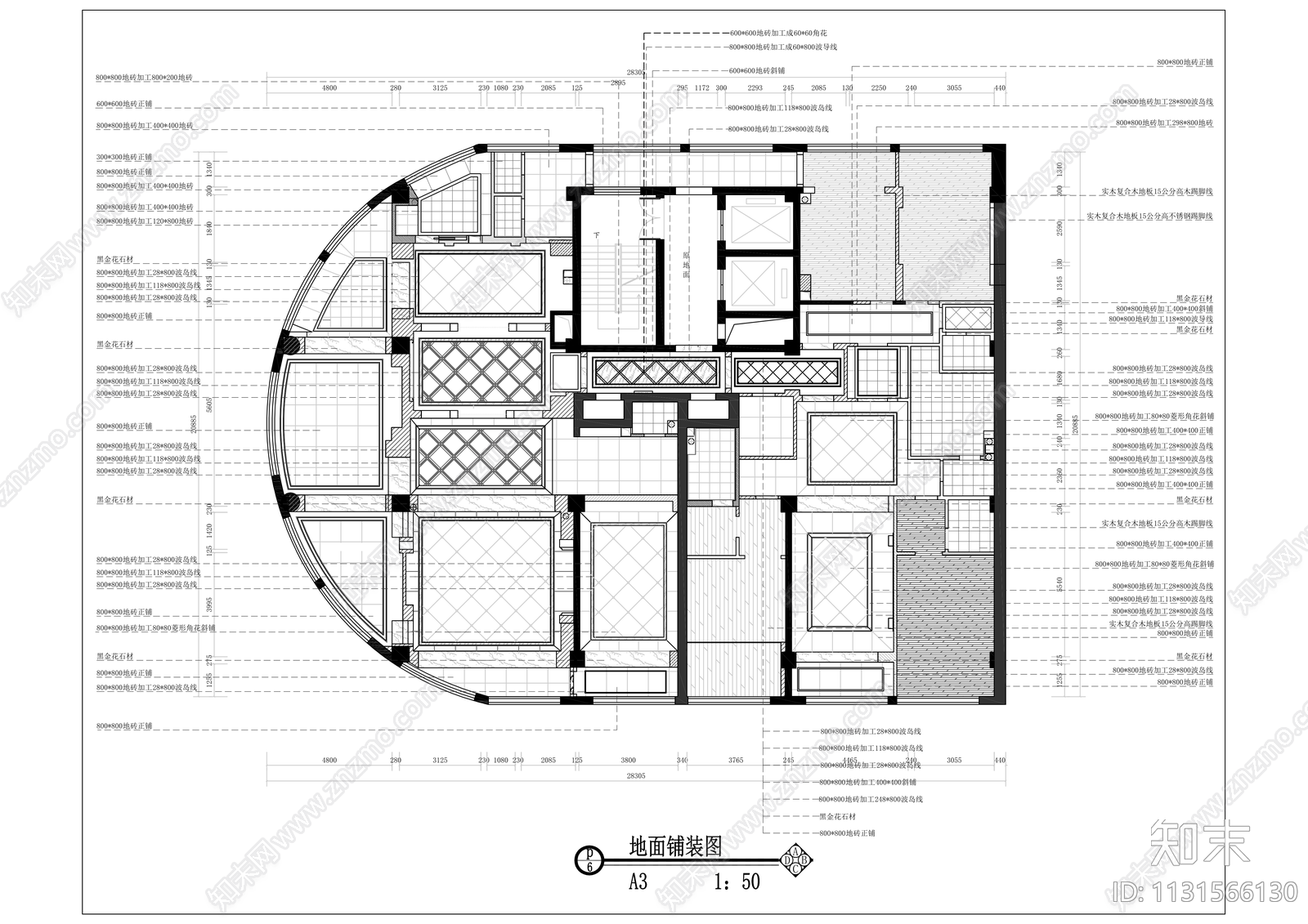 大平层室内装修cad施工图下载【ID:1131566130】