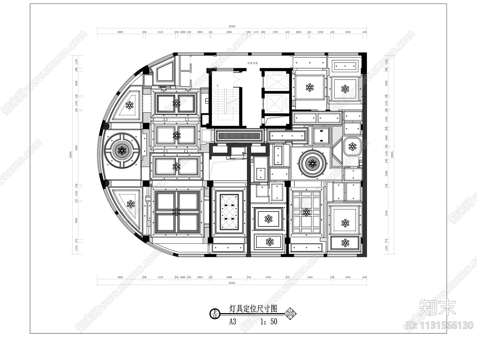 大平层室内装修cad施工图下载【ID:1131566130】