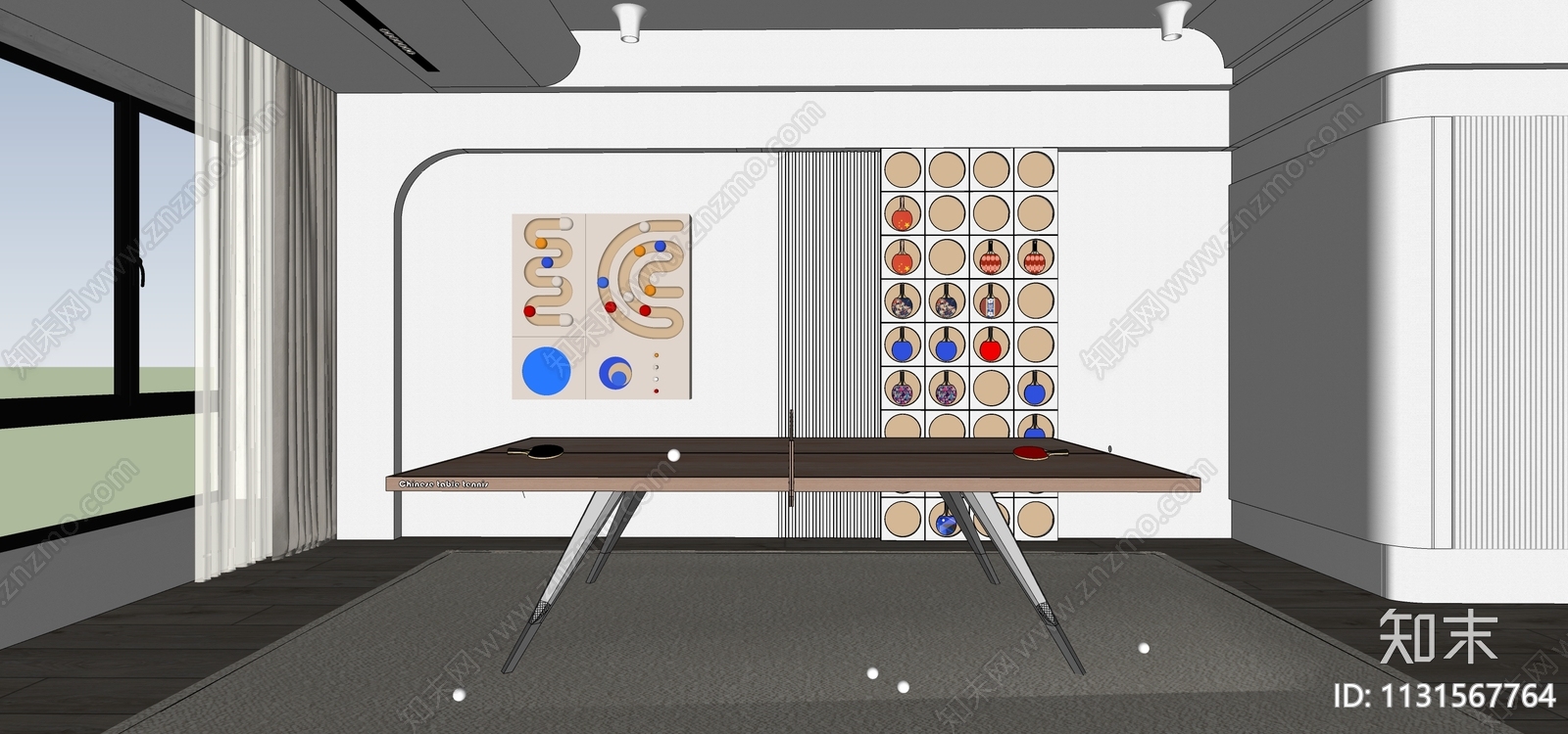 乒乓球台SU模型下载【ID:1131567764】
