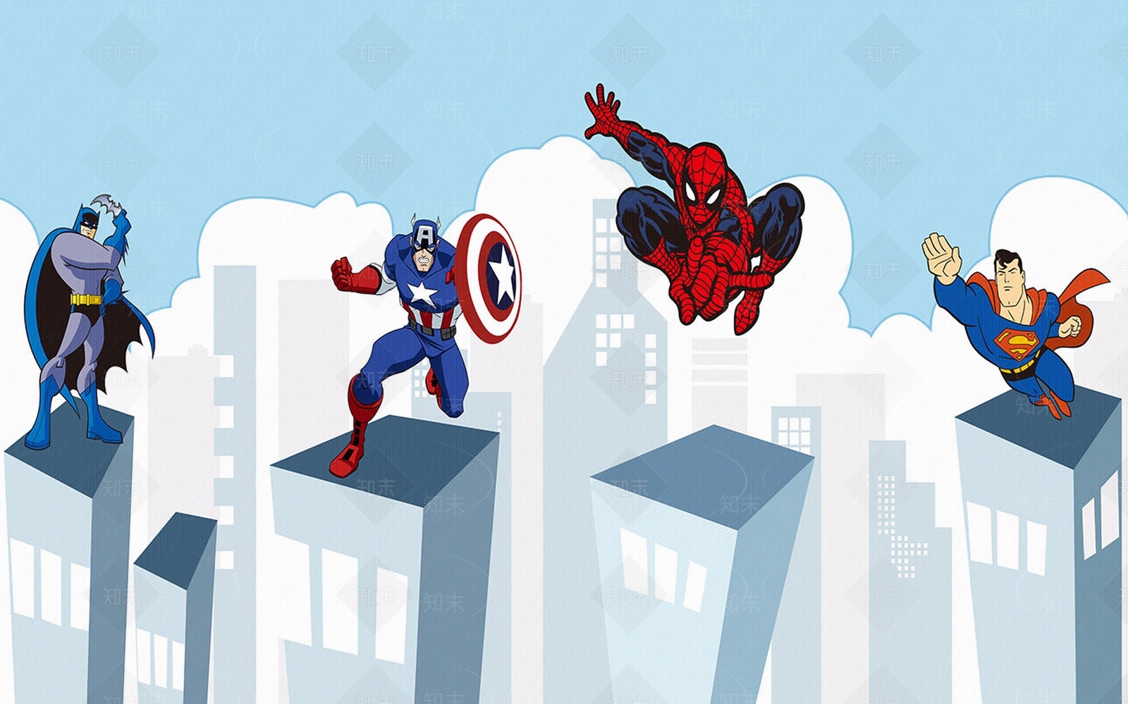 卡通蜘蛛侠壁画壁纸贴图下载【ID:1131570898】