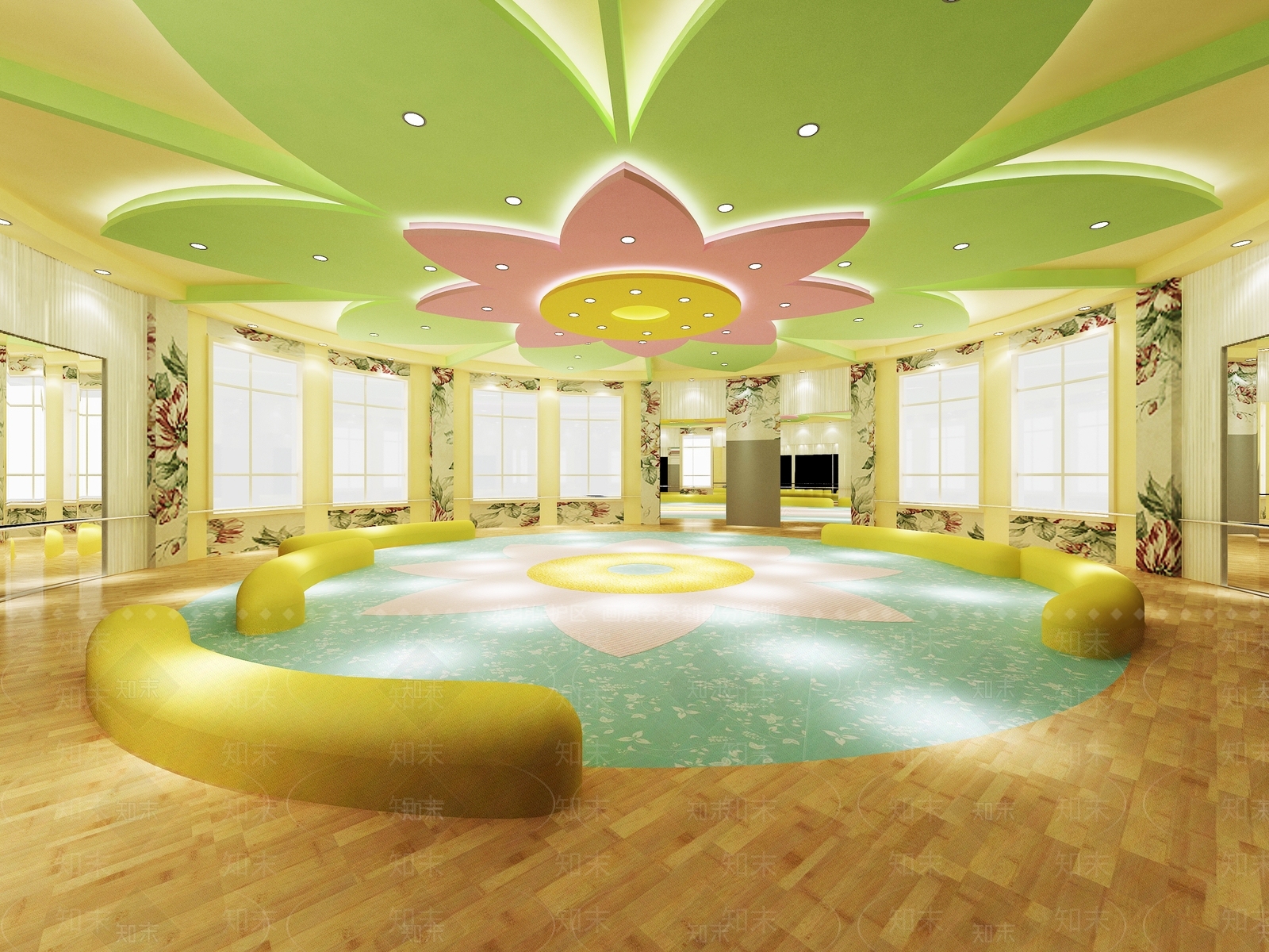 现代幼儿园舞蹈教室3D模型下载【ID:1131573213】