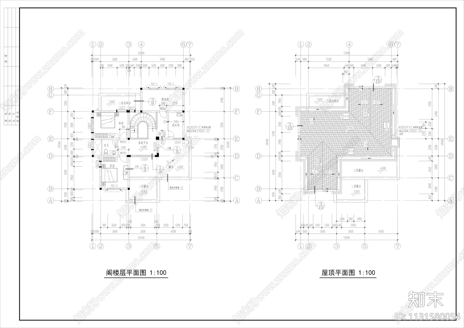 欧式古典370平方自建别墅建筑cad施工图下载【ID:1131580054】