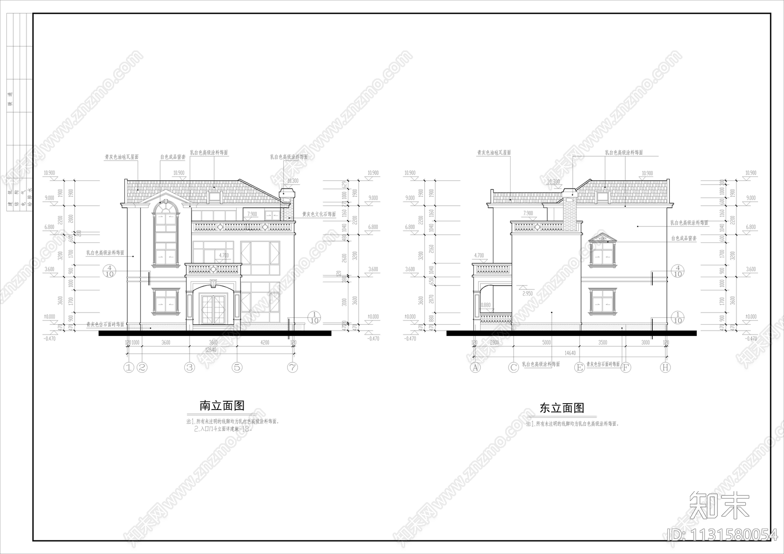 欧式古典370平方自建别墅建筑cad施工图下载【ID:1131580054】