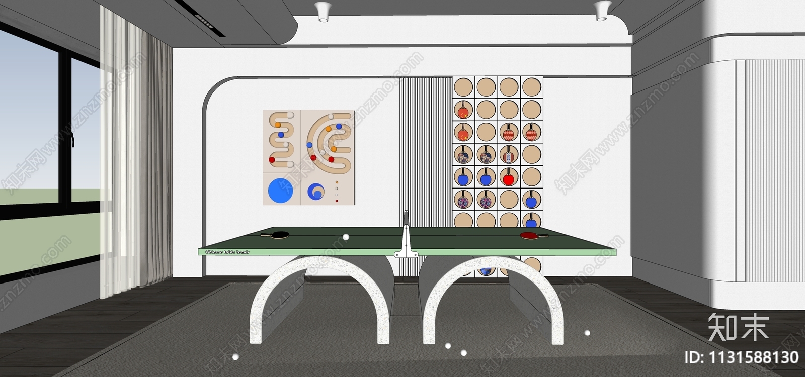 乒乓球台SU模型下载【ID:1131588130】