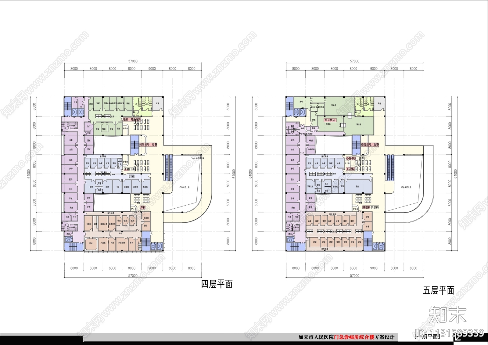 医院建筑平面图彩平图cad施工图下载【ID:1131589339】