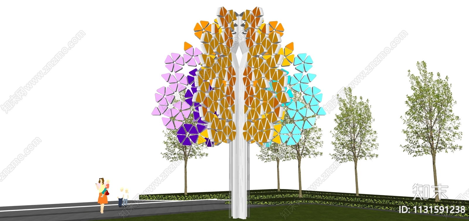 现代商业广场树状装置SU模型下载【ID:1131591238】