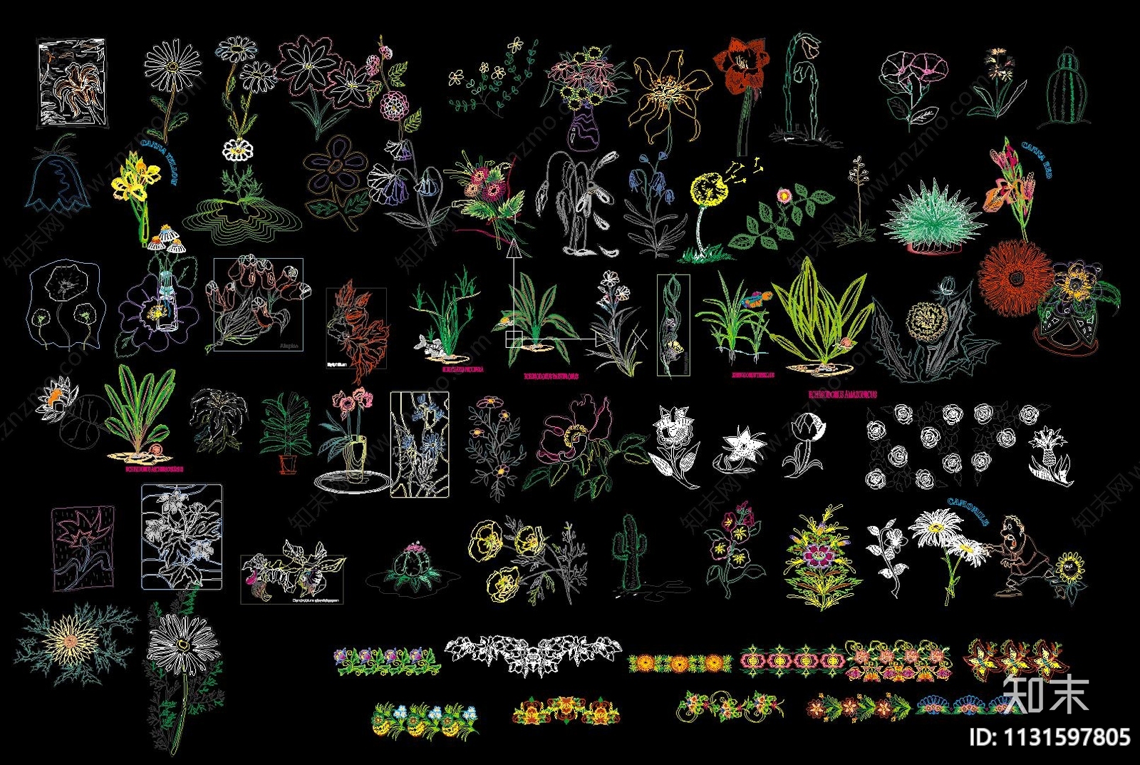 瓜果蔬菜花卉美食施工图下载【ID:1131597805】