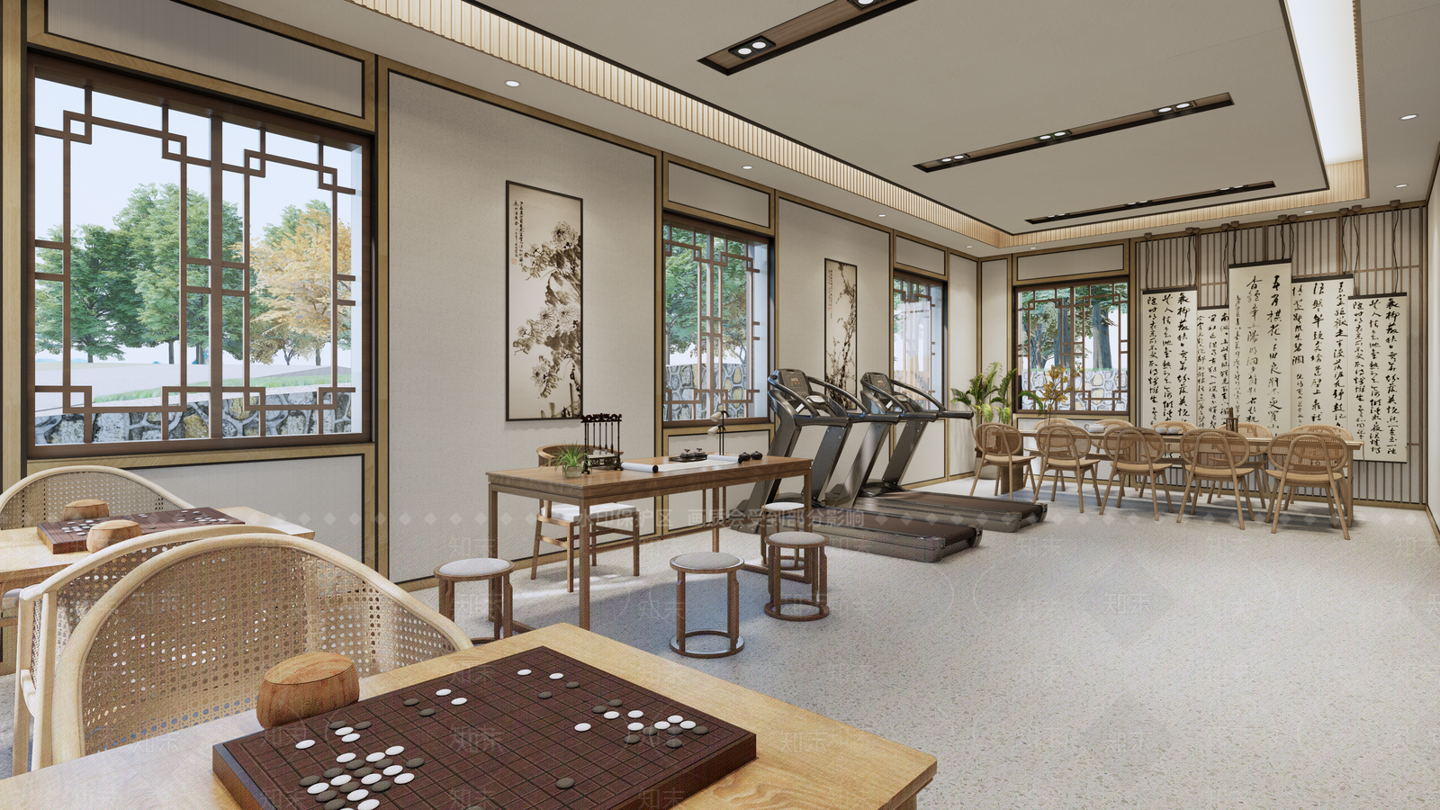 新中式活动室SU模型下载【ID:1131596823】
