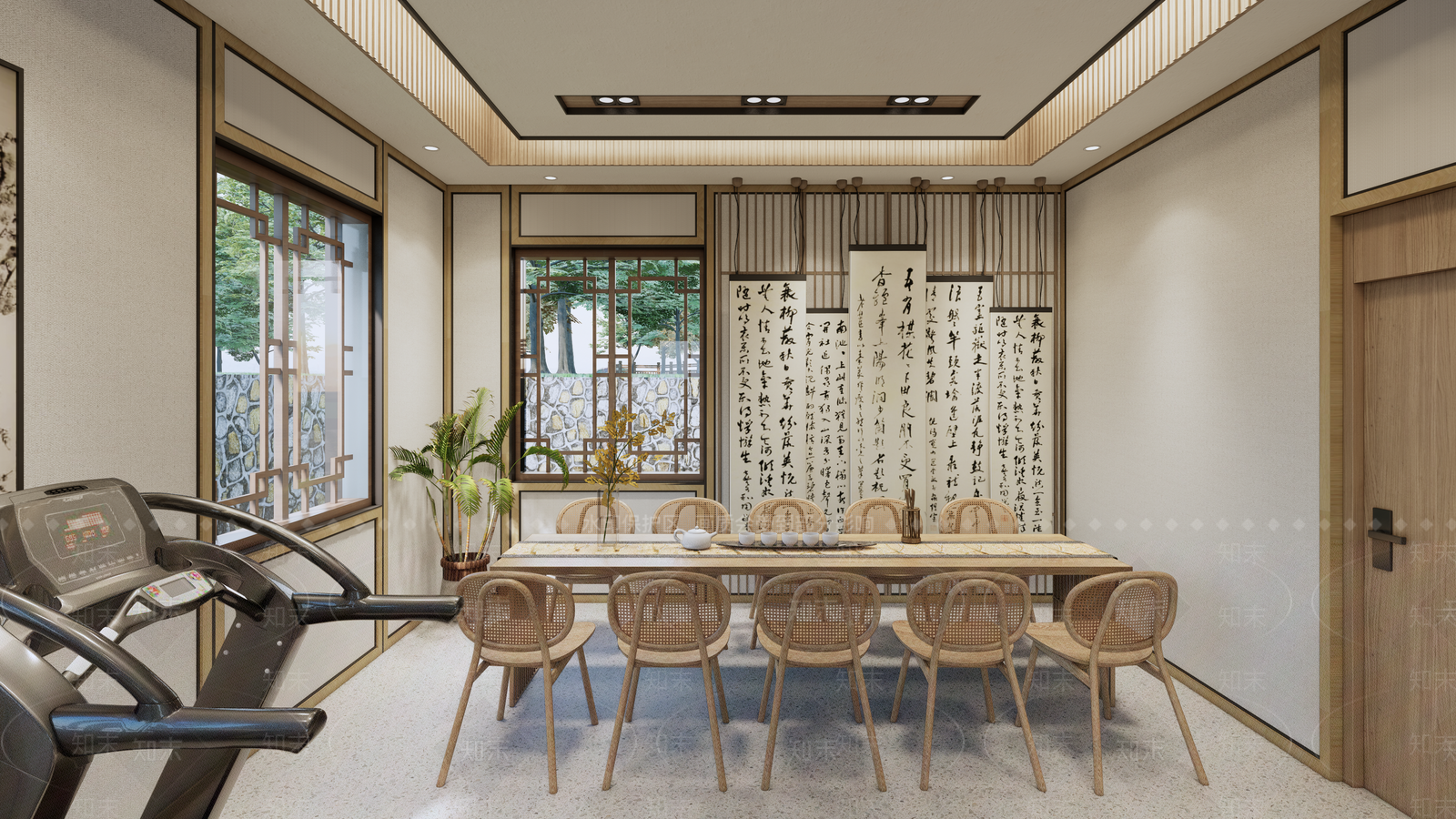 新中式活动室SU模型下载【ID:1131596823】
