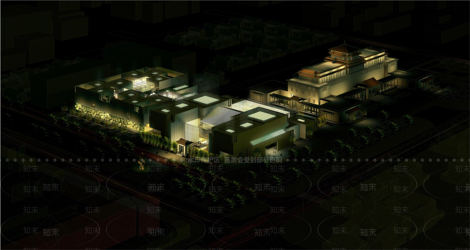 新中式美术馆建筑SU模型下载【ID:1131597681】