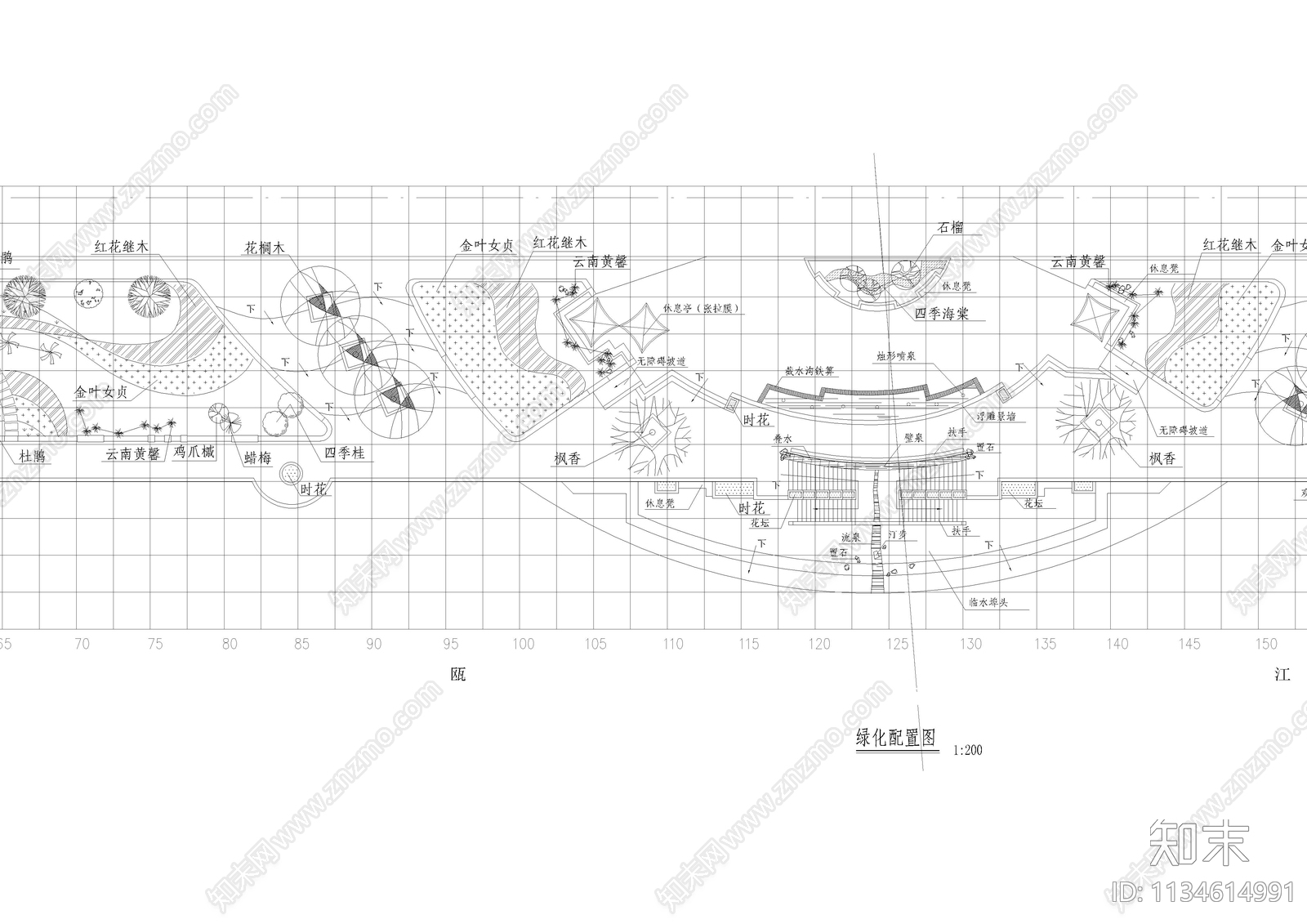 江滨北路景观绿地详图cad施工图下载【ID:1134614991】