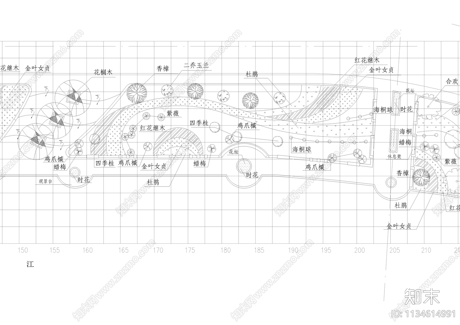 江滨北路景观绿地详图cad施工图下载【ID:1134614991】