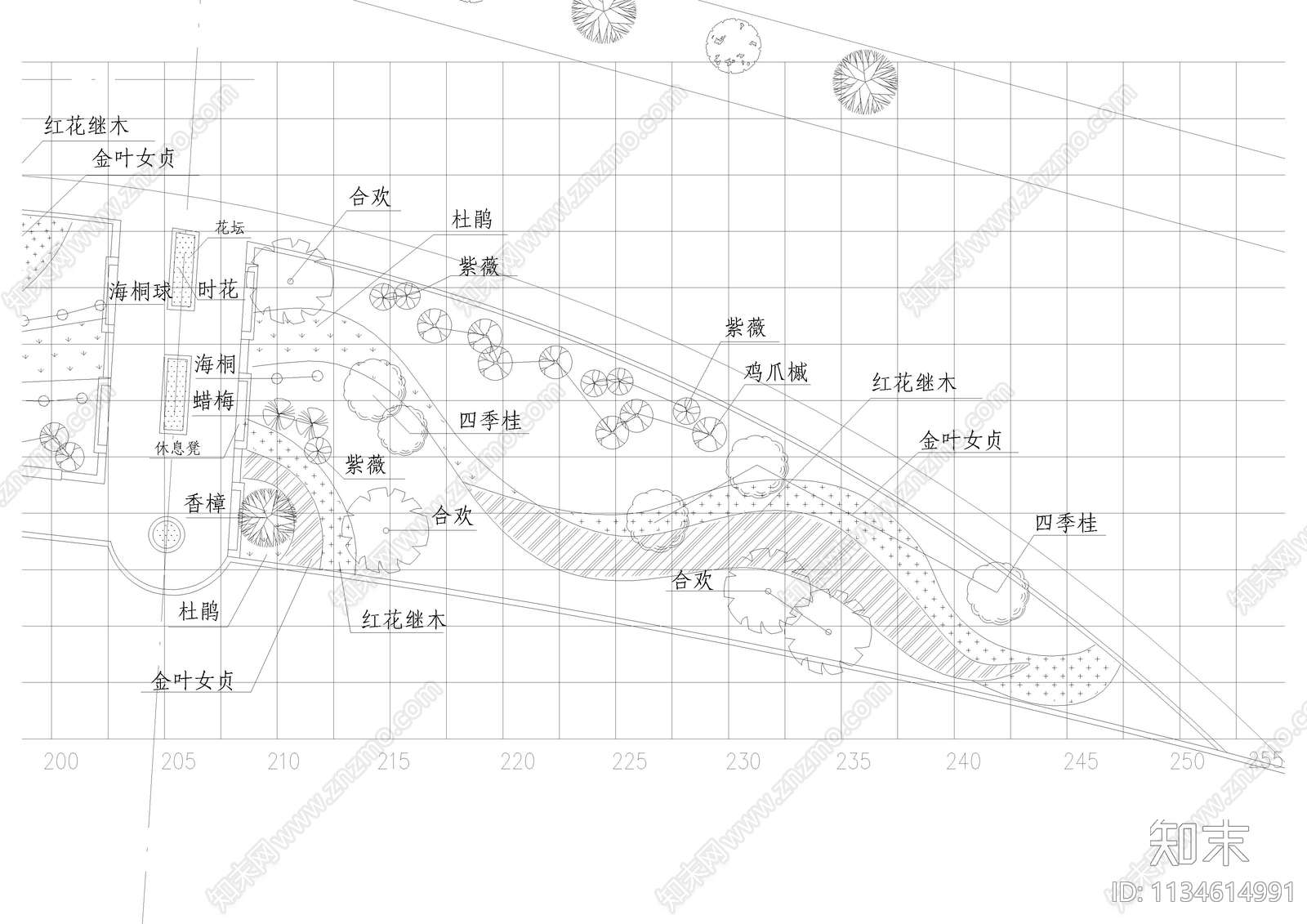 江滨北路景观绿地详图cad施工图下载【ID:1134614991】