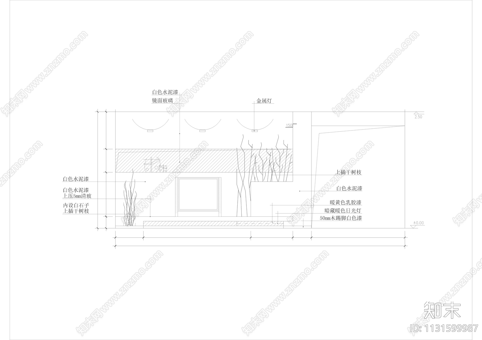 77款客厅电视背景墙施工图下载【ID:1131599987】