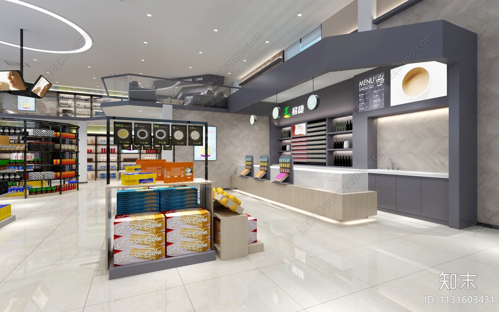 易倢便利店效果图cad施工图下载【ID:1131603431】