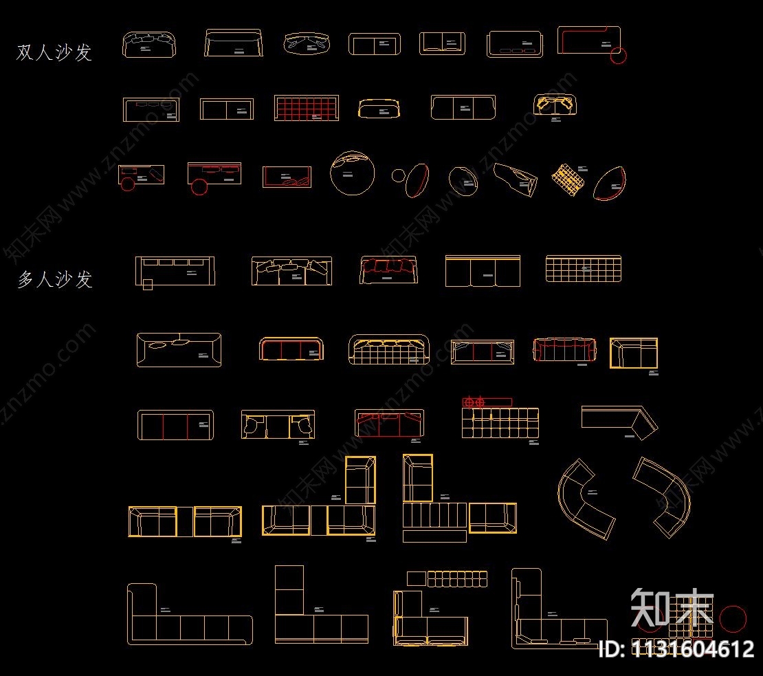 图库沙发桌椅床施工图下载【ID:1131604612】