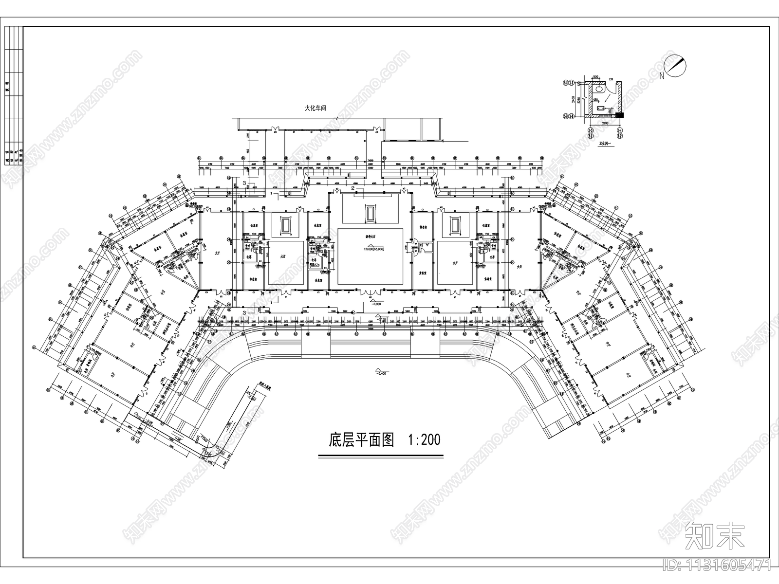 株洲悼念厅建筑cad施工图下载【ID:1131605471】