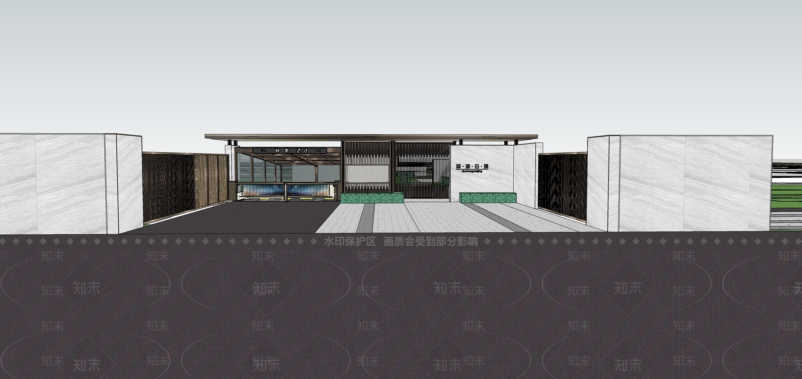 新中式大门SU模型下载【ID:1131607791】