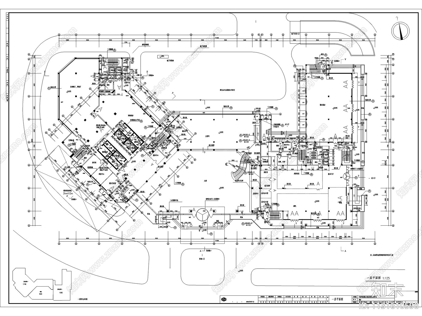 五星级商务酒店建筑cad施工图下载【ID:1131610598】